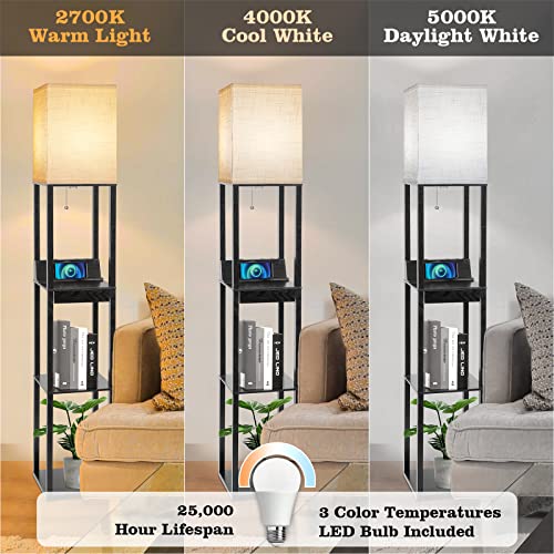 Floor Lamp with Shelves