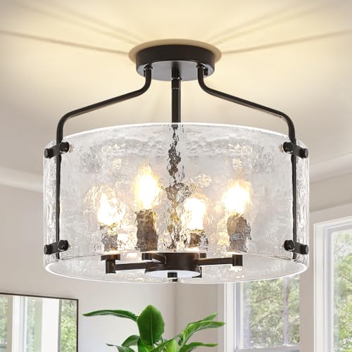 Black Semi Flush Mount Ceiling Lights Modern Entryway Hallway Light Fixture