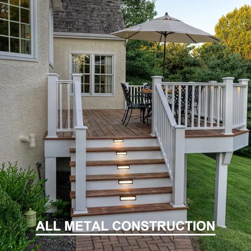 Low Voltage Step Lights 10.6 Inch Outdoor 12V AC Landscape Stair Lights Wired 2PK 6W LED Electric Outdoor Deck Lighting Black Metal 122 Lumens 3000K Warm White with Cable Connectors (2 Count)