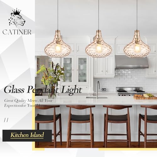 11" Amber Hammered Glass Pendant Light