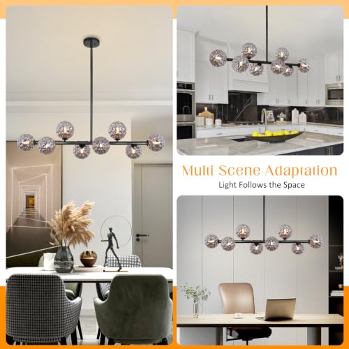 Black Linear Chandelier for Dining Room Globe Island Light Grey Chandelier