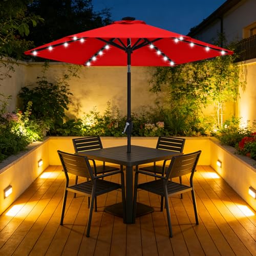 Solar Led Patio Umbrella with 24 Lights 7.5FT