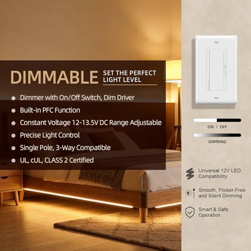 Dimmer Light Switch & 24V 96W Dimmable LED Driver 2 in 1