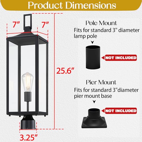 25.6 Inch Photocell Outdoor Lamp Post Light with Dusk To Dawn Sensor
