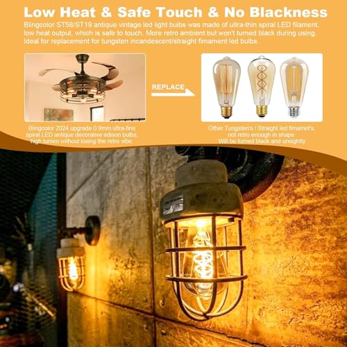 E26 LED Vintage Edison Light Bulbs 40 Watt (4 Count)