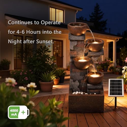 5 Tiers Solar Outdoor Water Fountain with LED Lights