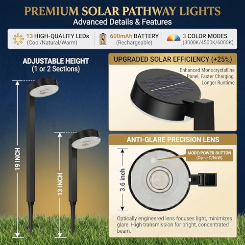 Upgraded 12 Pack Solar Pathway Lights Outdoor