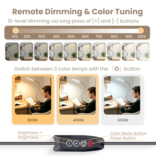 LED Desk Lamp with Clamp for Reading