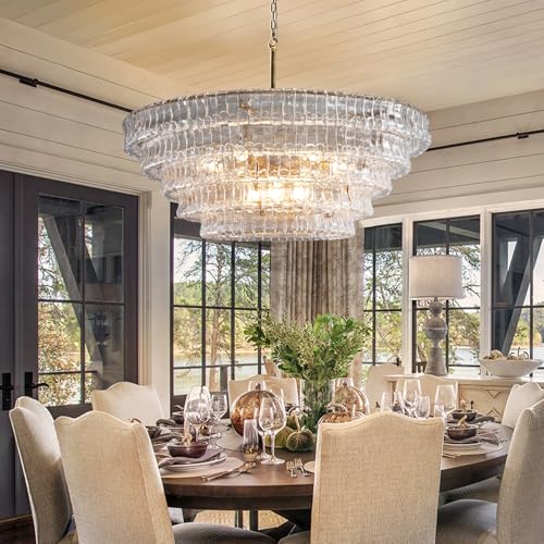 Clear Glass 47 inch Round Chandelier for Dining Room