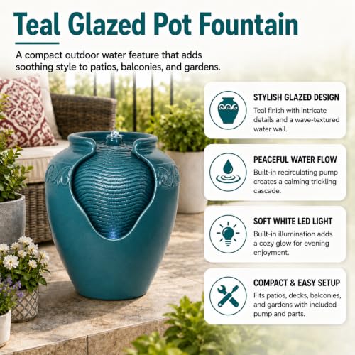 Floor Glazed Pot Water Fountain with Built