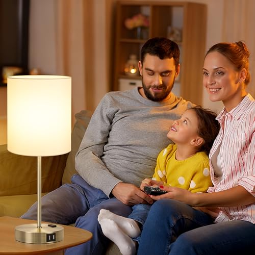 Set of 2 Touch Control Table Lamps with 2 USB & AC Outlet