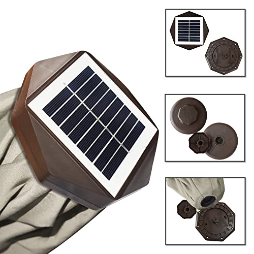 USA 10-Year-Non-Fading 9ft Market Patio Umbrella, Commercial Grade Table Sun Umbrella with 80 Solar LED Lights, Crank Open, Windproof & UPF 50+ UV Protection for Garden, Deck, Pool, Backyard, Antique Beige