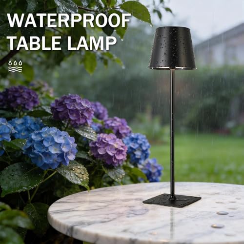 Black Cordless Rechargeable Table Lamp (4 Count)