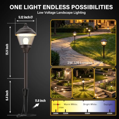 12V Low Voltage Path Lights 2W LED Landscape Lighting Bronze