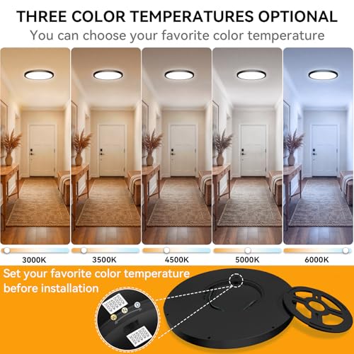 5CCT 3000k//3500k/4500k//5000k/6000k Selectable, Dimmable Led Flush Mount Ceiling Light, 20 Inch 5000LM Round Modern Flat Panel,Super Slim for Living Dining Kitchen Bedroom Room