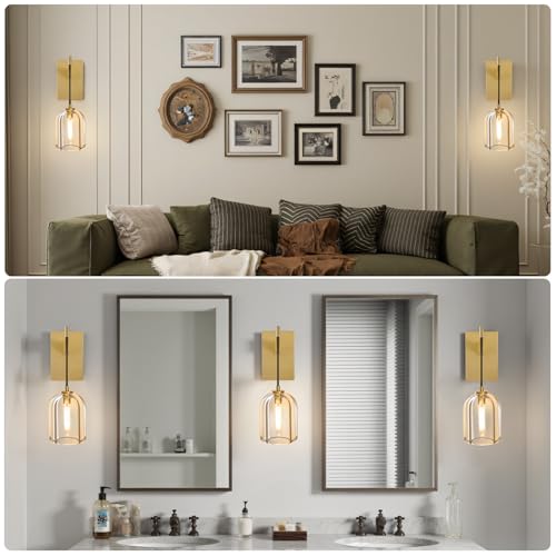 Crystal Brass Hemisphere Wall Sconce