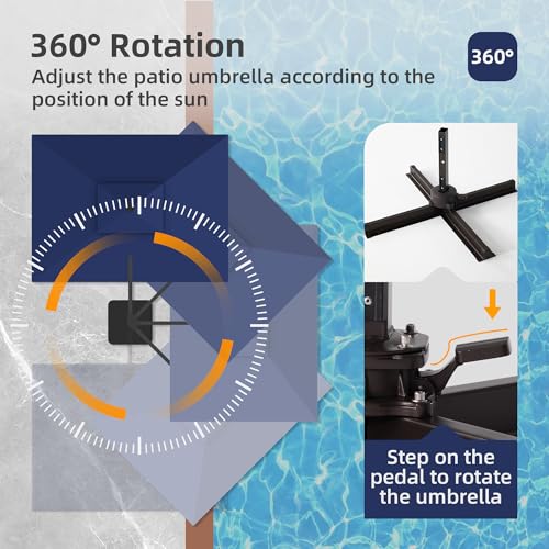 9x12 FT Patio Cantilever Outdoor Offset Umbrella with LED Lights