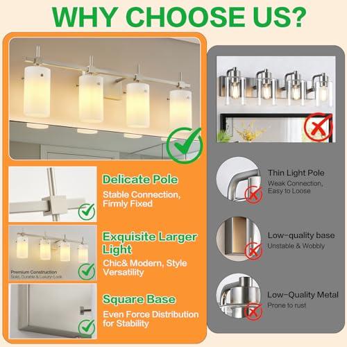 4 Light Bathroom Vanity Lights Over Mirror