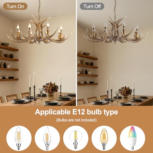 8 Light Resin Faux Horn Antler Chandelier