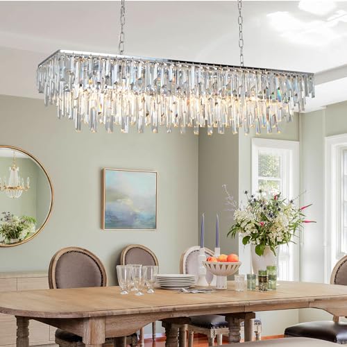 47" Modern Rectangle Crystal Chandelier