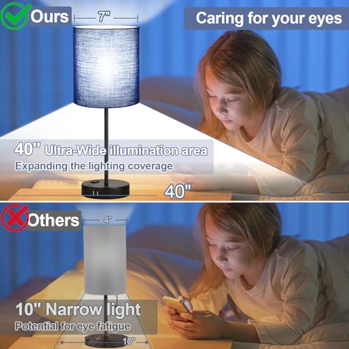 2 Pack Touch Control Table Lamps with 2 USB & AC Outlet