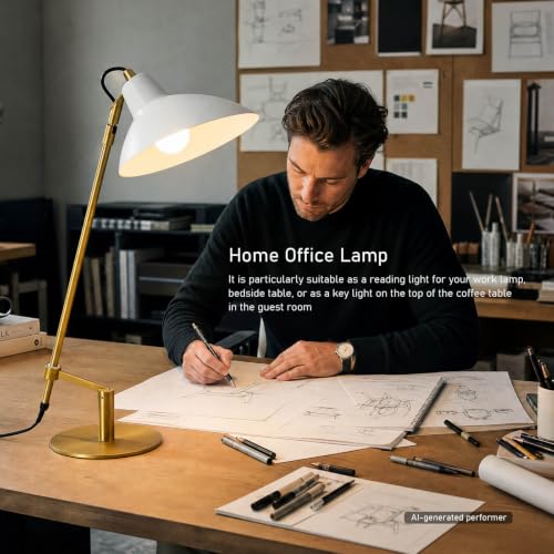 Desk Lamp Modern Industrial 100% Metal Adjustable Table Lamp 24"