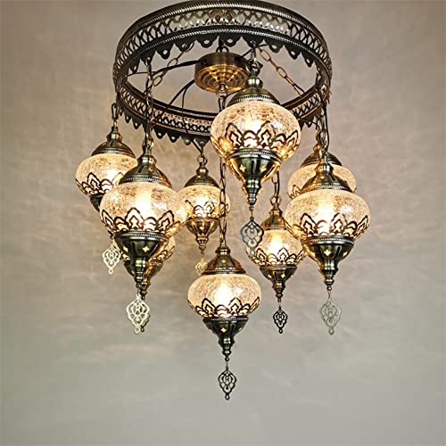 Turkish Moroccan Mosaic Boho Hardwired Chandelier Light Ceiling Hanging Lamp Pendant Fixture Lighting