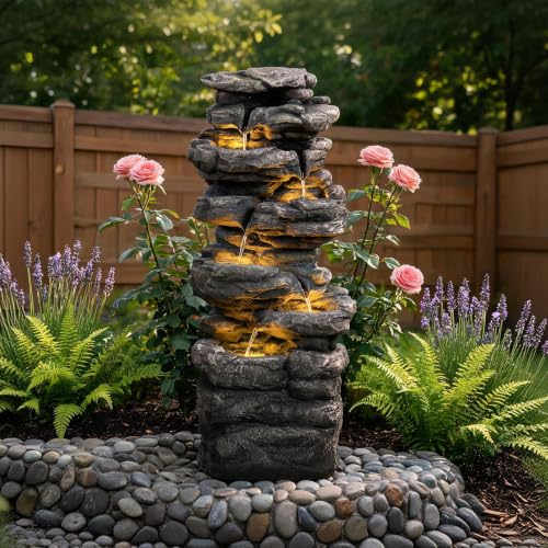 Outdoor Water Fountain with 5 LED Lights