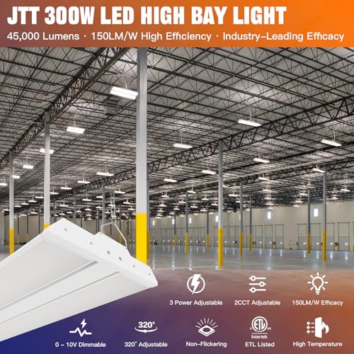 300/240/200W LED Linear High Bay Light 45000LM 5000K 120-277V, 4-Pack (4 Count)