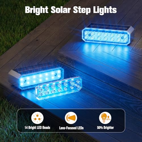 Blue Solar Step Lights for Pool (6 Count)