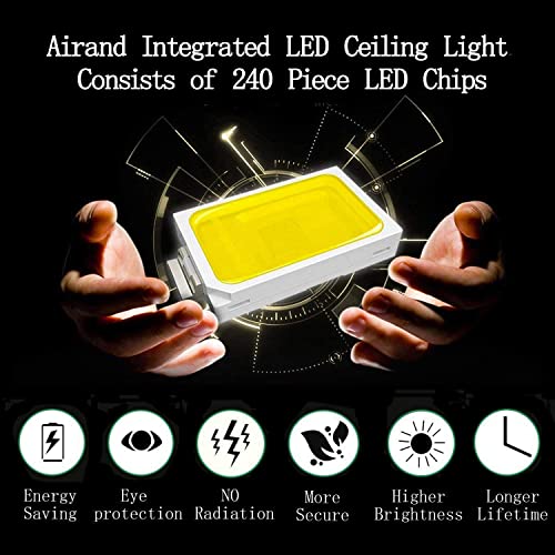 5000K LED Ceiling Light Flush Mount 24W 12.6in Square LED Ceiling Lamp for Kitchen Bathroom Hallway with 240Pcs LeD Chips Without Flicker