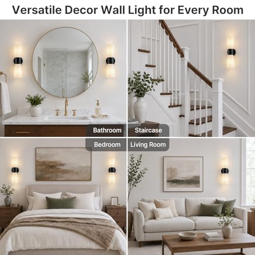 Black Glass Wall Sconce Light