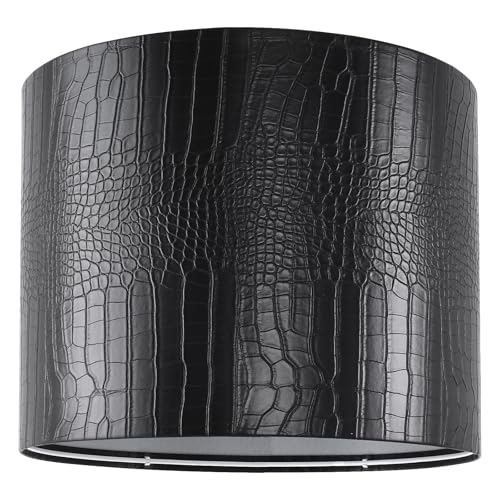Black Reptile Print Drum Lamp Shade 13"Top x 13"Bottom x 10"High