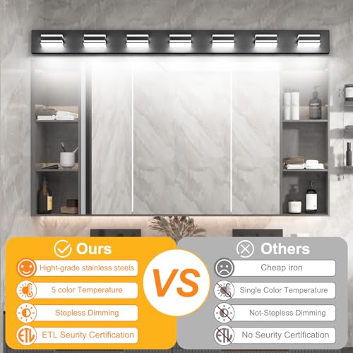 55inch Black Vanity Light 5 Color Temperatures