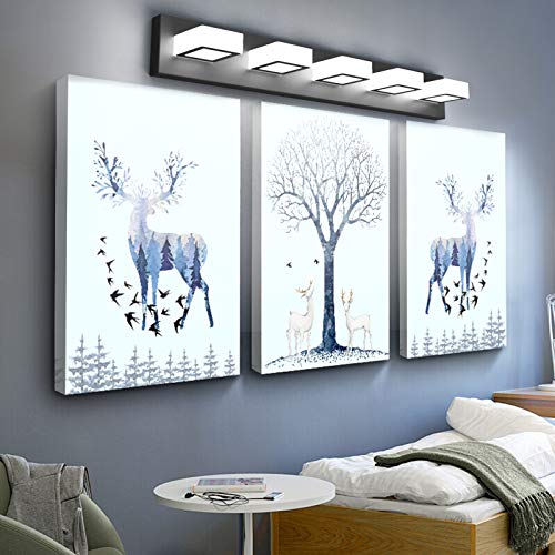 LED Modern Black Vanity Lights 5 Lights Acrylic Matte Black Bathroom Vanity Lights Over Mirror