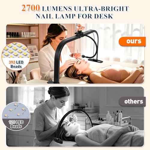 Half Moon Nail Light for Desk with 5X Magnifier & Phone Holder (5 Count)