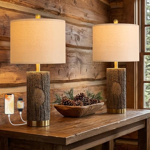 25.5'' Rustic Farmhouse Table Lamps (2 Count)