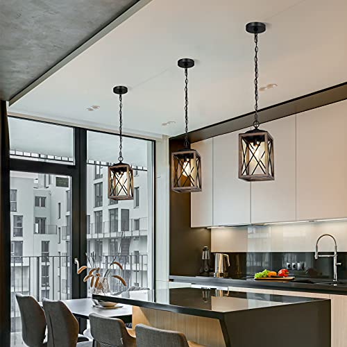 Farmhouse Pendant Light Wood Grain 63 Inch Adjustable Chain
