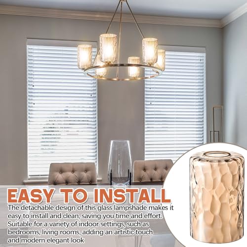 3 Pcs Amber Hammered Glass Lamp Shade Replacement (3 Count)