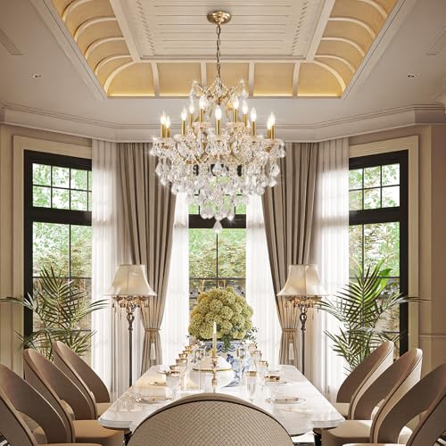 15 Lights Brass K9 Crystal Chandelier for Dining Room