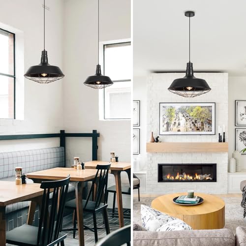 Black Farmhouse Pendant Light (2 Count)