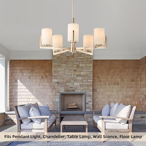 White Frosted Cylinder Glass Lamp Shade 2 Pack
