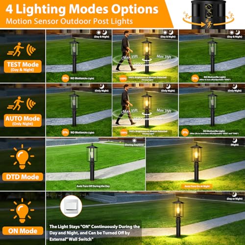 Motion Sensor Outdoor Post Lights