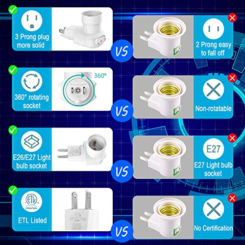 4 Pack Plug in Light Socket