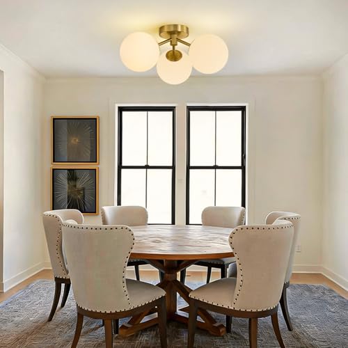Gold Globe Semi Flush Mount Ceiling Light Mid Century Modern Ceiling Light
