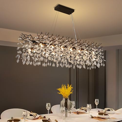 47" Black Crystal Chandelier