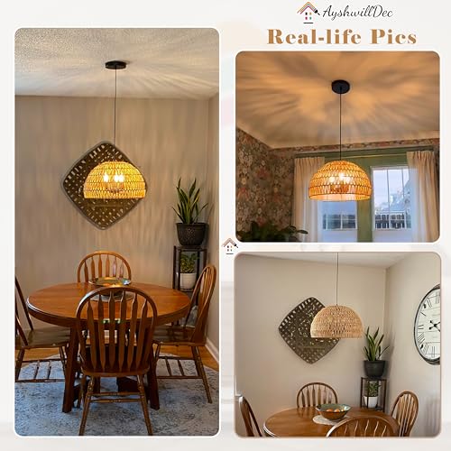 17.6 inch Hemp Rope Woven Pendant Light Wicker Pendant Light 3