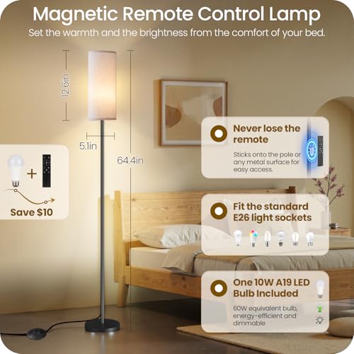 Dimmable Floor Lamp for Living Room with Remote and Foot Switch