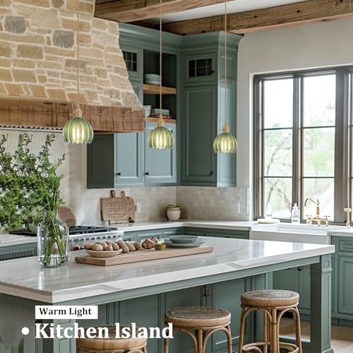 Pendant Light 2 Pack with Green Tulip Glass Lmapshade (2 Count)