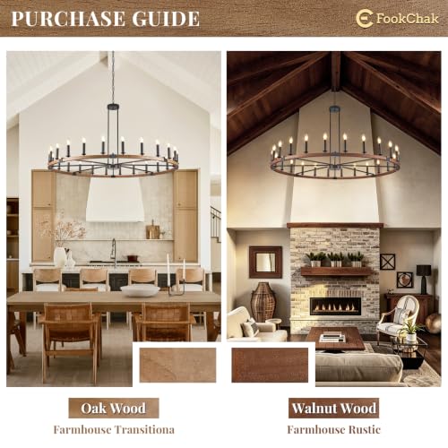 Farmhouse Wood Wagon Wheel Chandelier 24 Light Large Round Chandelier 59"